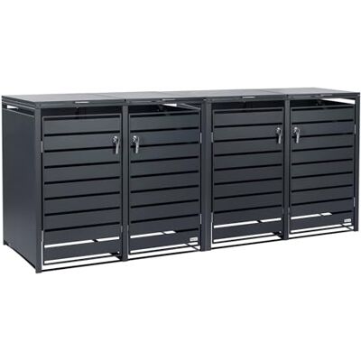 Zelsius Mülltonnenbox 4 Tonnen 120-240 Liter Anthrazit RAL 7016 inkl. Erweiterungsmöglichkeit Aufbewahrungsbox für Mülltonnen, Mülltonnenbox 4er, Mülleimerboxen Zelsius Mülltonnenbox 4 Tonnen 120-240 Liter Anthrazit RAL 7016 inkl. Erweiterungsmöglichkeit Aufbewahrungsbox für Mülltonnen, Mülltonnenbox 4er, Mülleimerboxen