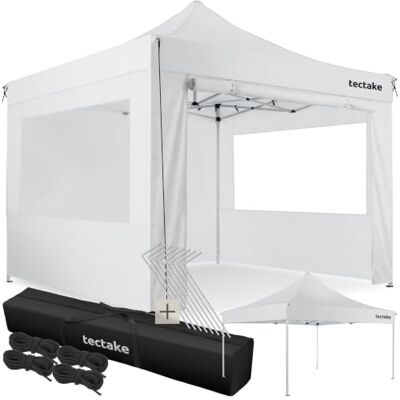 tectake ® Alu Pavillon 3x3, Faltpavillon klappbar, wasserdicht, Partyzelt mit 4 Seitenwänden, inkl. Spannseile, Heringe und Tasche, Überdachung Balkon, Terrasse, Garten Pavillion weiß tectake ® Alu Pavillon 3x3, Faltpavillon klappbar, wasserdicht, Partyzelt mit 4 Seitenwänden, inkl. Spannseile, Heringe und Tasche, Überdachung Balkon, Terrasse, Garten Pavillion weiß