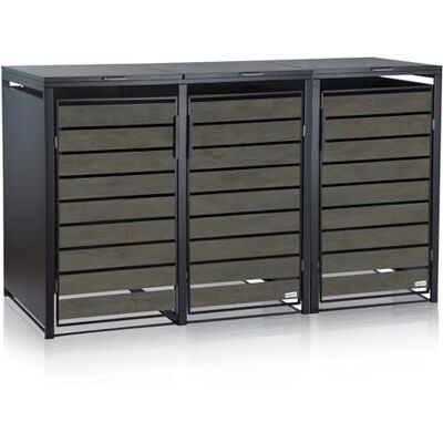 Zelsius Mülltonnenbox 3er für 3 Mülltonnen 120-240 Liter Anthrazit RAL 7016 Tür in dunkelgrauer Holzoptik inkl. Erweiterungsmöglichkeit Mülltonnenhäusschen, Mülleimerboxen Zelsius Mülltonnenbox 3er für 3 Mülltonnen 120-240 Liter Anthrazit RAL 7016 Tür in dunkelgrauer Holzoptik inkl. Erweiterungsmöglichkeit Mülltonnenhäusschen, Mülleimerboxen