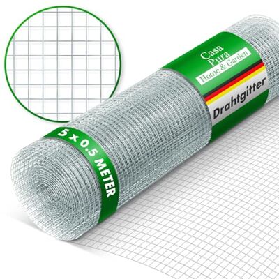 casa pura Drahtgitter feinmaschig Maschenweite 6,3 mm verzinkt 50cm Höhe x 5m Länge Rolle extra lang Metallgitter als Volierendraht, Kaninchendraht, Wühlmausgitter für Hochbeet im Garten casa pura Drahtgitter feinmaschig Maschenweite 6,3 mm verzinkt 50cm Höhe x 5m Länge Rolle extra lang Metallgitter als Volierendraht, Kaninchendraht, Wühlmausgitter für Hochbeet im Garten