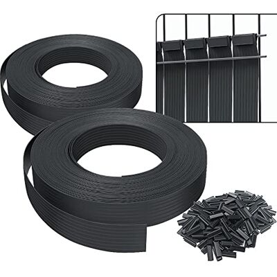 VOUNOT Sichtschutzstreifen für Doppelstabmatten 150m x 4.7cm, PVC Sichtschutz Zaun mit 300 Clips, Schwarz VOUNOT Sichtschutzstreifen für Doppelstabmatten 150m x 4.7cm, PVC Sichtschutz Zaun mit 300 Clips, Schwarz