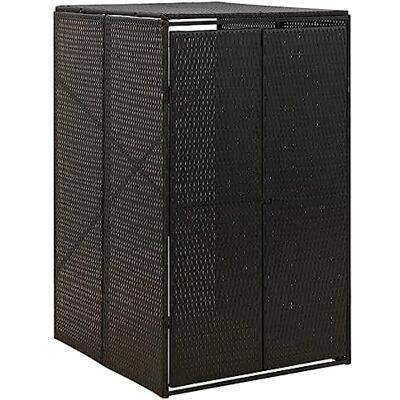 vidaXL Mülltonnenbox Müllbox Mülltonnenverkleidung Mülltonnenhaus Gartenbox Müllcontainer für 1 Tonne Schwarz 70x80x117cm Poly Rattan vidaXL Mülltonnenbox Müllbox Mülltonnenverkleidung Mülltonnenhaus Gartenbox Müllcontainer für 1 Tonne Schwarz 70x80x117cm Poly Rattan