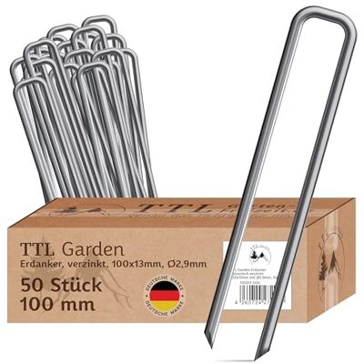 TTL GARDEN 50x Erdanker 100 x 13 x Ø 2,9 mm verzinkt & gehärtet rostfrei Carbon Stahl Bodenanker Heringe für Unkrautvlies, Gartenvlies, Zaun, Vogelschutznetz, Camping Anti-Rost robust rostfrei TTL GARDEN 50x Erdanker 100 x 13 x Ø 2,9 mm verzinkt & gehärtet rostfrei Carbon Stahl Bodenanker Heringe für Unkrautvlies, Gartenvlies, Zaun, Vogelschutznetz, Camping Anti-Rost robust rostfrei