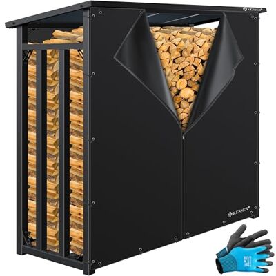 KESSER ® Kaminholzregal Metall 188 x 70 x 185 cm Brennholzregal 3,3 SRM / 2,3m³ außen Stahlrahmen + Abdeckung & Handschuhe Stapelhilfe Kaminholzlager Wasserdichter Holzlager für Garten Terrasse KESSER ® Kaminholzregal Metall 188 x 70 x 185 cm Brennholzregal 3,3 SRM / 2,3m³ außen Stahlrahmen + Abdeckung & Handschuhe Stapelhilfe Kaminholzlager Wasserdichter Holzlager für Garten Terrasse