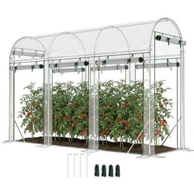 Outsunny Gewächshaus, Gartentunnel, 3 m² mit Rahmen aus verzinktem Stahl, 8 Rolltüren, Garten-Tunnel, für den Außenbereich, alle Jahreszeiten, 295 x 100 x 197 cm, transparent Outsunny Gewächshaus, Gartentunnel, 3 m² mit Rahmen aus verzinktem Stahl, 8 Rolltüren, Garten-Tunnel, für den Außenbereich, alle Jahreszeiten, 295 x 100 x 197 cm, transparent