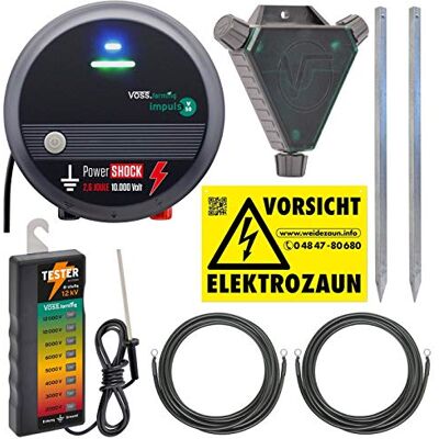 Voss 230V Weidezaun Komplettset mit Weidezaungerät, Zaunprüfer und Zubehör, Profi Starterset für Pferde, Rinder, Schafe, Ziegen, Schweine Voss 230V Weidezaun Komplettset mit Weidezaungerät, Zaunprüfer und Zubehör, Profi Starterset für Pferde, Rinder, Schafe, Ziegen, Schweine
