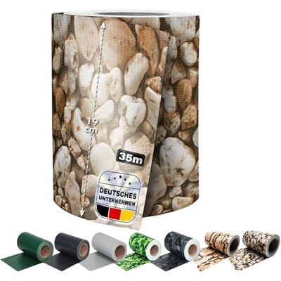 KARAT Sichtschutzstreifen PVC Sichtschutzfolie Gartenzaun oder Balkon inkl. 20 Befestigungsclips für Einzel- und Doppelstabmatten geeignet 19 cm x 35 m Kies-Optik KARAT Sichtschutzstreifen PVC Sichtschutzfolie Gartenzaun oder Balkon inkl. 20 Befestigungsclips für Einzel- und Doppelstabmatten geeignet 19 cm x 35 m Kies-Optik