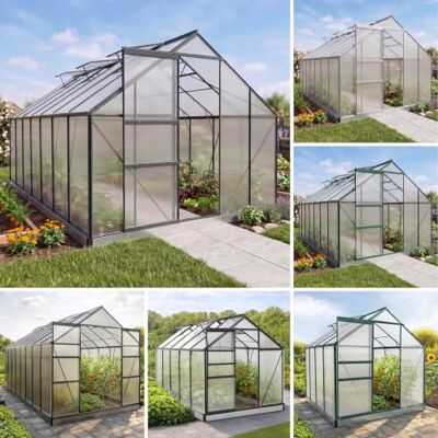 BRAST Gewächshaus Aluminium mit Fundament TÜV geprüft 42 Modelle 130x190x195cm 490x250x235cm, 6mm Hohlkammerplatten, rostfrei wetterfest temperaturbeständig 430x250x205cm Grau BRAST Gewächshaus Aluminium mit Fundament TÜV geprüft 42 Modelle 130x190x195cm 490x250x235cm, 6mm Hohlkammerplatten, rostfrei wetterfest temperaturbeständig 430x250x205cm Grau