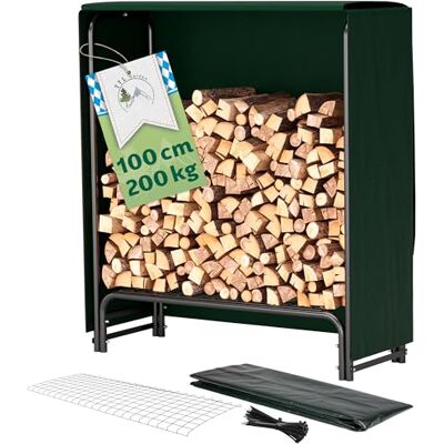 TTL GARDEN 100x36x116cm Kaminholzregal S schwarz mit Abdeckung wetterfest Für außen & innen, bis 200kg Holz mit Schutzplane Metall Stahl Rohrrahmen rostfrei Holzunterstand Holzregal für Kaminholz TTL GARDEN 100x36x116cm Kaminholzregal S schwarz mit Abdeckung wetterfest Für außen & innen, bis 200kg Holz mit Schutzplane Metall Stahl Rohrrahmen rostfrei Holzunterstand Holzregal für Kaminholz