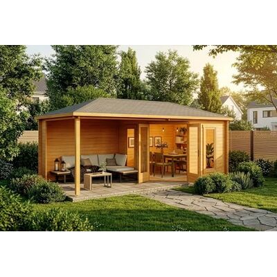 Alpholz Liwa Gartenhaus - Walmdach, Terrasse, Doppeltür Alpholz Liwa Gartenhaus - Walmdach, Terrasse, Doppeltür