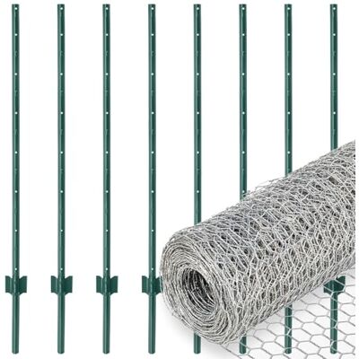 Voss Gartenzaun-Set Sechseckgeflecht 10mx100cm 13x0,7mm verzinkt + 8 Metall Zaunpfosten 137cm Voss Gartenzaun-Set Sechseckgeflecht 10mx100cm 13x0,7mm verzinkt + 8 Metall Zaunpfosten 137cm