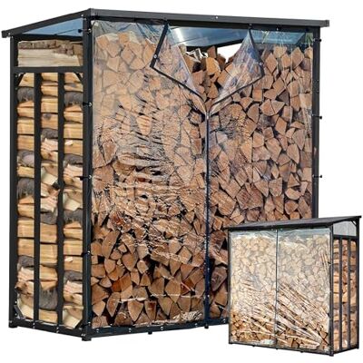 QUICK STAR Metall Kaminholzregal Außen 185 x 70 x 185 cm Mit Wetterschutz Transparent, Pro 40 mm Stahlprofil, Anthrazit, Wetterfest, Kapazität 2,3 m³ (3,5 SRM), XXL Garten Kaminholzunterstand Stapelhilfe QUICK STAR Metall Kaminholzregal Außen 185 x 70 x 185 cm Mit Wetterschutz Transparent, Pro 40 mm Stahlprofil, Anthrazit, Wetterfest, Kapazität 2,3 m³ (3,5 SRM), XXL Garten Kaminholzunterstand Stapelhilfe