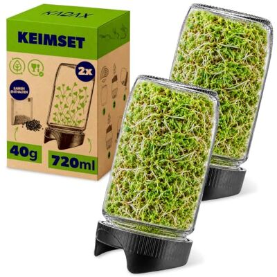 KADAX Sprossengläser 720 ml, 2er Set, Keimgläser mit Siebdeckel Ø 82 mm für frische Sprossen, Anzuchtgläser für Radieschen, Brokkoli & Kresse, inkl. Radieschensamen KADAX Sprossengläser 720 ml, 2er Set, Keimgläser mit Siebdeckel Ø 82 mm für frische Sprossen, Anzuchtgläser für Radieschen, Brokkoli & Kresse, inkl. Radieschensamen