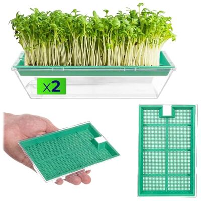 KADAX 2er Set Keimschale, Anzuchtschale für Sprossen, Kressesieb aus Kunststoff, Kresseschale, Sprossenschale, Keimschalen, Kresse Anzuchtschalen (Klein) KADAX 2er Set Keimschale, Anzuchtschale für Sprossen, Kressesieb aus Kunststoff, Kresseschale, Sprossenschale, Keimschalen, Kresse Anzuchtschalen (Klein)