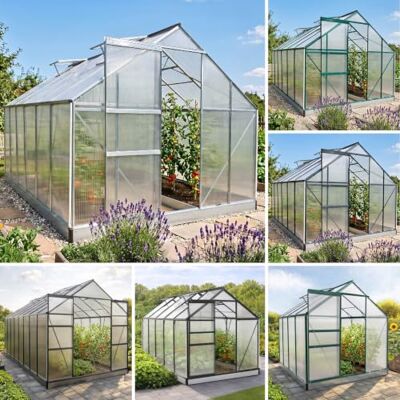 BRAST Gewächshaus Aluminium mit Fundament TÜV geprüft 42 Modelle 130x190x195cm 490x250x235cm, 6mm Hohlkammerplatten, rostfrei wetterfest temperaturbeständig 380x250x205cm Grau BRAST Gewächshaus Aluminium mit Fundament TÜV geprüft 42 Modelle 130x190x195cm 490x250x235cm, 6mm Hohlkammerplatten, rostfrei wetterfest temperaturbeständig 380x250x205cm Grau
