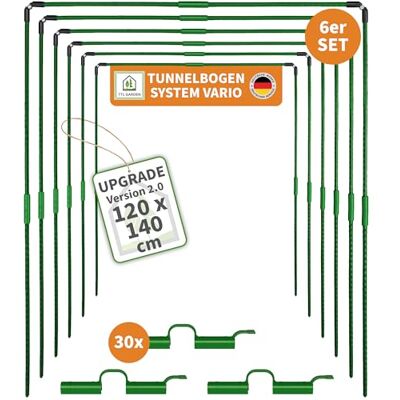 TTL GARDEN Vario 120 6X Tunnelbogen System B 120 x H 140 cm mit 30 Clips 6er Set Folientunnelbögen 120cm breit 140cm hoch zur Beetabdeckung 4 mögliche Größen rostfrei Stahl kunststoffbeschichtet TTL GARDEN Vario 120 6X Tunnelbogen System B 120 x H 140 cm mit 30 Clips 6er Set Folientunnelbögen 120cm breit 140cm hoch zur Beetabdeckung 4 mögliche Größen rostfrei Stahl kunststoffbeschichtet