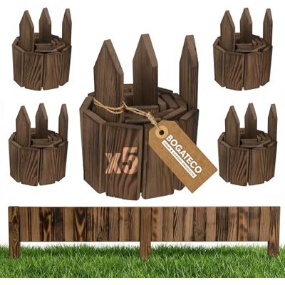 BOGATECO 5er Set Beeteinfassung Holz Rollborder Holzlatten Rollzaun 10cm Hoch & 112cm lang Holz-Zaun Staketenzaun Perfekt als Beet-Umrandung oder Weg-Abgrenzung Braun BOGATECO 5er Set Beeteinfassung Holz Rollborder Holzlatten Rollzaun 10cm Hoch & 112cm lang Holz-Zaun Staketenzaun Perfekt als Beet-Umrandung oder Weg-Abgrenzung Braun