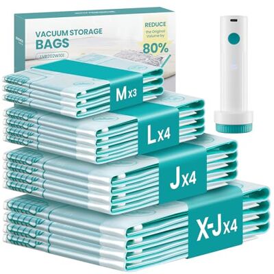SONGMICS Vakuumbeutel für Kleidung, 15 Beutel, elektrische Pumpe Aufbewahrungsbeutel Bettwäsche, 3 M/4 L/4 J/4 X-J, Reise, wiederverwendbar, transparent, ISLAND Kollektion LVB204W101 SONGMICS Vakuumbeutel für Kleidung, 15 Beutel, elektrische Pumpe Aufbewahrungsbeutel Bettwäsche, 3 M/4 L/4 J/4 X-J, Reise, wiederverwendbar, transparent, ISLAND Kollektion LVB204W101