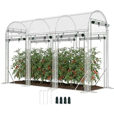 Outsunny Gewächshaus, Gartentunnel, 3 m² mit Rahmen aus verzinktem Stahl, 8 Rolltüren, Garten-Tunnel, für den Außenbereich, alle Jahreszeiten, 295 x 100 x 197 cm, transparent Outsunny Gewächshaus, Gartentunnel, 3 m² mit Rahmen aus verzinktem Stahl, 8 Rolltüren, Garten-Tunnel, für den Außenbereich, alle Jahreszeiten, 295 x 100 x 197 cm, transparent