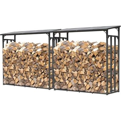 QUICK STAR Set 2 Stück Metall Kaminholzregal Außen 185 x 70 x 185 cm, Pro 40 mm Stahlprofil, Anthrazit, Wetterfest, Kapazität 4,6 m³ (7 SRM) QUICK STAR Set 2 Stück Metall Kaminholzregal Außen 185 x 70 x 185 cm, Pro 40 mm Stahlprofil, Anthrazit, Wetterfest, Kapazität 4,6 m³ (7 SRM)