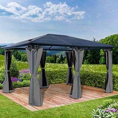 BRAST Alu Pavillon Premium viele Modelle & Farben Größen 3x3m 3x4m 3,6x4,8m inkl. Moskitonetz TÜV geprüft wasserdicht UV-Schutz festes Dach 3,6x4,8m Grau BRAST Alu Pavillon Premium viele Modelle & Farben Größen 3x3m 3x4m 3,6x4,8m inkl. Moskitonetz TÜV geprüft wasserdicht UV-Schutz festes Dach 3,6x4,8m Grau