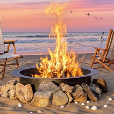GarveeHome Rauchfreie Feuerstellenring, 122cm/152cm Feuerstelle Für Outdoor, Rund Feuerschale Garten, DIY Feuerring Für Lagerfeuer Für Die Holzverbrennung, über Oder Im Boden,Kohlenstoffstahl GarveeHome Rauchfreie Feuerstellenring, 122cm/152cm Feuerstelle Für Outdoor, Rund Feuerschale Garten, DIY Feuerring Für Lagerfeuer Für Die Holzverbrennung, über Oder Im Boden,Kohlenstoffstahl