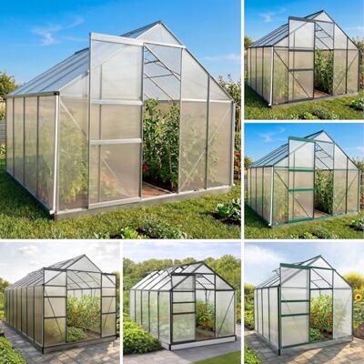 BRAST Gewächshaus Aluminium mit Fundament TÜV geprüft 42 Modelle 130x190x195cm 490x250x235cm, 6mm Hohlkammerplatten, rostfrei wetterfest temperaturbeständig 250x250x205cm Silber BRAST Gewächshaus Aluminium mit Fundament TÜV geprüft 42 Modelle 130x190x195cm 490x250x235cm, 6mm Hohlkammerplatten, rostfrei wetterfest temperaturbeständig 250x250x205cm Silber