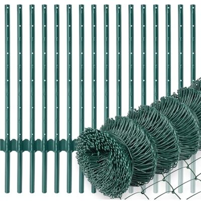Voss Gartenzaun-Set Maschendraht 25mx100cm 60x60x2,5mm grün + 16x Metall Zaunpfosten 137cm Voss Gartenzaun-Set Maschendraht 25mx100cm 60x60x2,5mm grün + 16x Metall Zaunpfosten 137cm