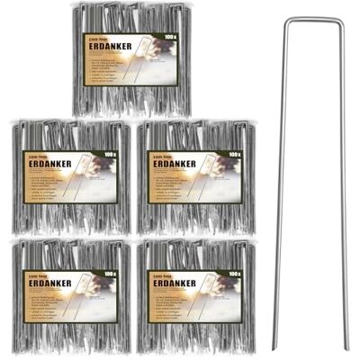com-four ® 500x Erdanker 200x25x3,8mm aus beschichtetem Stahl robuste Erdnägel zur Befestigung von Unkrautvlies und Folien Bodenanker für Garten und Camping eckig com-four ® 500x Erdanker 200x25x3,8mm aus beschichtetem Stahl robuste Erdnägel zur Befestigung von Unkrautvlies und Folien Bodenanker für Garten und Camping eckig