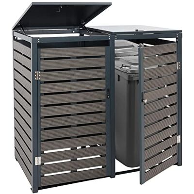 Mendler XL 2er-/4er-Mülltonnenverkleidung HWC-K14 anthrazit Mülltonnenbox, WPC, Metall, 86kg, 119x140x102cm Mendler XL 2er-/4er-Mülltonnenverkleidung HWC-K14 anthrazit Mülltonnenbox, WPC, Metall, 86kg, 119x140x102cm