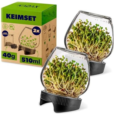 KADAX Sprossengläser 510 ml, 2er Set, Keimgläser mit Siebdeckel Ø 82 mm für frische Sprossen, Anzuchtgläser für Radieschen, Brokkoli & Kresse, inkl. Radieschensamen KADAX Sprossengläser 510 ml, 2er Set, Keimgläser mit Siebdeckel Ø 82 mm für frische Sprossen, Anzuchtgläser für Radieschen, Brokkoli & Kresse, inkl. Radieschensamen