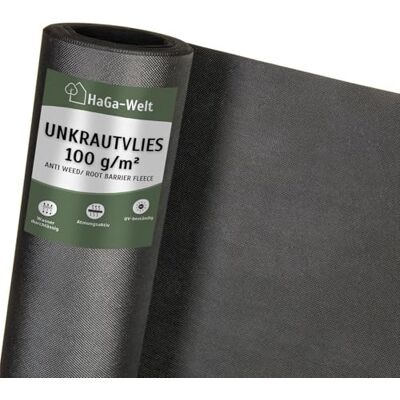 HaGa Unkrautvlies 100g/m² in 1,2m x 100m Atmungsaktives Gartenvlies für effektiven Unkrautschutz im Garten mit hoher Reißfestigkeit HaGa Unkrautvlies 100g/m² in 1,2m x 100m Atmungsaktives Gartenvlies für effektiven Unkrautschutz im Garten mit hoher Reißfestigkeit