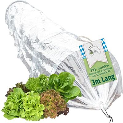 TTL GARDEN Quick&Easy 300x45x30cm Folientunnel mit PE Folie und Kordel sofort nutzbarer 3m Folien Tunnel, 7 Tunnelbögen Abdeckung Frühbeet Hochbeet Gemüsebeet, Wärme & Frostschutz für Pflanzen TTL GARDEN Quick&Easy 300x45x30cm Folientunnel mit PE Folie und Kordel sofort nutzbarer 3m Folien Tunnel, 7 Tunnelbögen Abdeckung Frühbeet Hochbeet Gemüsebeet, Wärme & Frostschutz für Pflanzen