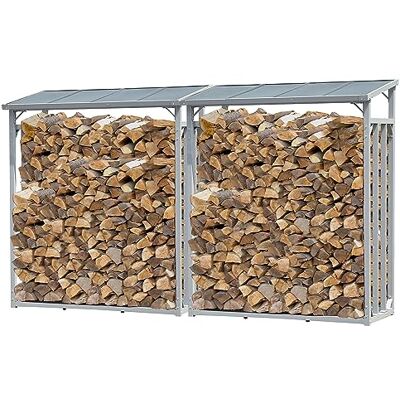 QUICK STAR Set 2 Stück Aluminium Kaminholzregal Außen 130 x 70 x 185 cm, Pro 40 mm Stahlprofil, Anthrazit, Wetterfest, Kapazität 3,2 m³ (5 SRM) QUICK STAR Set 2 Stück Aluminium Kaminholzregal Außen 130 x 70 x 185 cm, Pro 40 mm Stahlprofil, Anthrazit, Wetterfest, Kapazität 3,2 m³ (5 SRM)