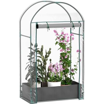 Outsunny Garten & Balkon-Gewächshaus, PVC-Stahl, 89x50x152cm transparent Verstärkte Abdeckung, Rahmen, Reißverschluss-Roll-up-Tür, Pflanzbeutel, für Gemüse, Innen/Außen Outsunny Garten & Balkon-Gewächshaus, PVC-Stahl, 89x50x152cm transparent Verstärkte Abdeckung, Rahmen, Reißverschluss-Roll-up-Tür, Pflanzbeutel, für Gemüse, Innen/Außen
