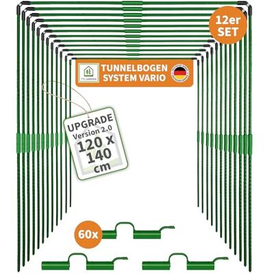 TTL GARDEN Vario 120 12x Tunnelbogen System B 120 x H 140cm mit 60 Clips 12er Set Folientunnelbögen 120cm breit 140cm hoch zur Beetabdeckung 4 mögliche Größen rostfrei Stahl kunststoffbeschichtet TTL GARDEN Vario 120 12x Tunnelbogen System B 120 x H 140cm mit 60 Clips 12er Set Folientunnelbögen 120cm breit 140cm hoch zur Beetabdeckung 4 mögliche Größen rostfrei Stahl kunststoffbeschichtet