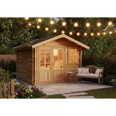 Alpholz Gartenhaus Set Palermo 331x331cm Natur mit Boden & Dacheind. aus Holz (Nordische Fichte), Blockbohlenbauweise, Satteldach Alpholz Gartenhaus Set Palermo 331x331cm Natur mit Boden & Dacheind. aus Holz (Nordische Fichte), Blockbohlenbauweise, Satteldach