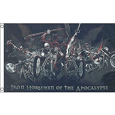 AZ FLAG Flagge Pirat Iron Horsemen 150x90 cm Piraten Totenkopf Fahne 100% Polyester mit Messing-Ösen 110g AZ FLAG Flagge Pirat Iron Horsemen 150x90 cm Piraten Totenkopf Fahne 100% Polyester mit Messing-Ösen 110g
