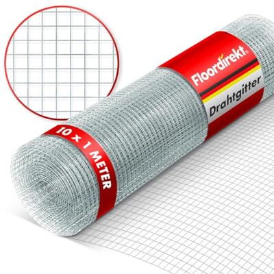 Floordirekt Drahtgitter feinmaschig Maschenweite 6,3 mm verzinkt 100cm Höhe x 10m Länge Rolle extra lang Metallgitter als Volierendraht, Kaninchendraht, Wühlmausgitter für Hochbeet im Garten Floordirekt Drahtgitter feinmaschig Maschenweite 6,3 mm verzinkt 100cm Höhe x 10m Länge Rolle extra lang Metallgitter als Volierendraht, Kaninchendraht, Wühlmausgitter für Hochbeet im Garten