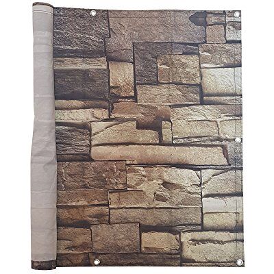 jarolift Balkonbespannung Basic, Balkon Sichtschutz Windschutz Sonnenschutz Balkon-Verkleidung, Wasserdicht, 500 x 90 cm Steine Motiv jarolift Balkonbespannung Basic, Balkon Sichtschutz Windschutz Sonnenschutz Balkon-Verkleidung, Wasserdicht, 500 x 90 cm Steine Motiv