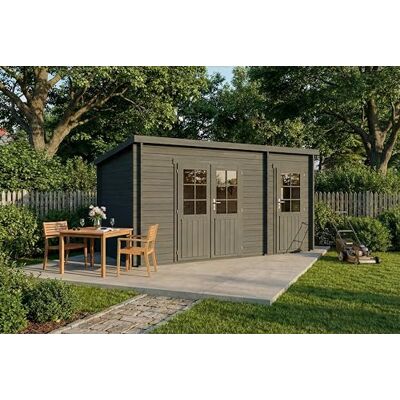 Alpholz Gartenhaus Maria 450x272cm aus Holz Impräg. Grau 40mm Wandstärke aus Holz (Nordische Fichte Kiefer), Blockbohlenbauweise, Pultdach Alpholz Gartenhaus Maria 450x272cm aus Holz Impräg. Grau 40mm Wandstärke aus Holz (Nordische Fichte Kiefer), Blockbohlenbauweise, Pultdach