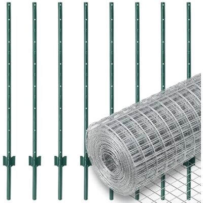 Voss Gartenzaun-Set Volierendraht 10mx100cm 25,4x25,4x1,05mm verzinkt + 8 Metall Zaunpfosten 137cm Voss Gartenzaun-Set Volierendraht 10mx100cm 25,4x25,4x1,05mm verzinkt + 8 Metall Zaunpfosten 137cm