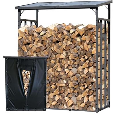 QUICK STAR Metall Kaminholzregal Außen 143 x 70 x 185 cm Mit Wetterschutz Schwarz, Basic 30 mm Stahlprofil, Anthrazit, Wetterfest, Kapazität 1,8 m³ (2,5 SRM), XL Garten Kaminholzunterstand Stapelhilfe QUICK STAR Metall Kaminholzregal Außen 143 x 70 x 185 cm Mit Wetterschutz Schwarz, Basic 30 mm Stahlprofil, Anthrazit, Wetterfest, Kapazität 1,8 m³ (2,5 SRM), XL Garten Kaminholzunterstand Stapelhilfe
