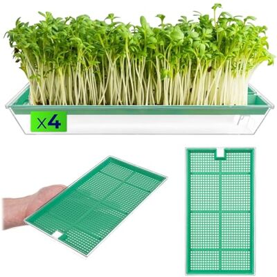 KADAX 4er Set Keimschale, Anzuchtschale für Sprossen, Kressesieb aus Kunststoff, Kresseschale, Sprossenschale, Keimschalen, Kresse Anzuchtschalen (Groß) KADAX 4er Set Keimschale, Anzuchtschale für Sprossen, Kressesieb aus Kunststoff, Kresseschale, Sprossenschale, Keimschalen, Kresse Anzuchtschalen (Groß)