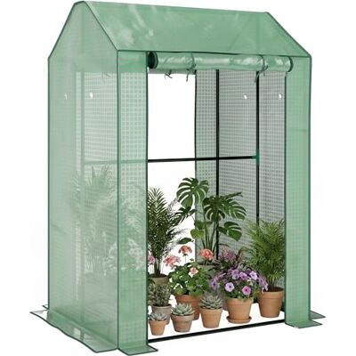 Outsunny Gewächshaus PE-Gitterfolie Aufrollbare Tür 100 x 80 x 150 Grün Winterfest Foliengewächshaus aus Stahl, Treibhaus für Balkon Garten, Tomatenhaus, Tomatengewächshaus für Tomaten Blumen Outsunny Gewächshaus PE-Gitterfolie Aufrollbare Tür 100 x 80 x 150 Grün Winterfest Foliengewächshaus aus Stahl, Treibhaus für Balkon Garten, Tomatenhaus, Tomatengewächshaus für Tomaten Blumen