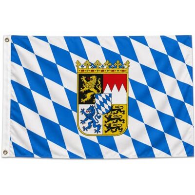 trends4cents Flagge Bundesland Bayern Wappen 250 x 150 cm – Premium Hissflagge mit 3 Metallösen – Wetterfest, UV-beständig & doppelt vernäht – 100% Polyester – Fahne für Fahnenmast, Garten & Events trends4cents Flagge Bundesland Bayern Wappen 250 x 150 cm – Premium Hissflagge mit 3 Metallösen – Wetterfest, UV-beständig & doppelt vernäht – 100% Polyester – Fahne für Fahnenmast, Garten & Events
