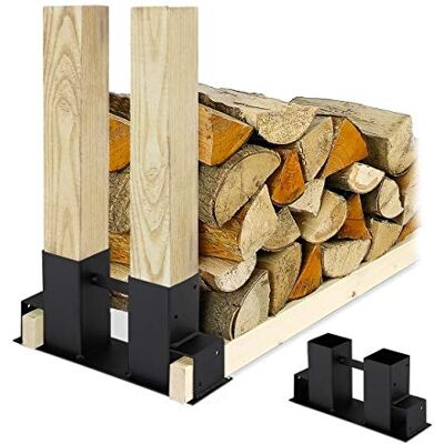 Relaxdays Holzstapelhilfe 2er Set, DIY Holzunterstand für Kanthölzer, Holzaufbewahrung, beschichteter Stahl, schwarz, 16 x 34 x 10 cm Relaxdays Holzstapelhilfe 2er Set, DIY Holzunterstand für Kanthölzer, Holzaufbewahrung, beschichteter Stahl, schwarz, 16 x 34 x 10 cm