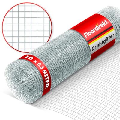 Floordirekt Drahtgitter feinmaschig Maschenweite 6,3 mm verzinkt 50cm Höhe x 10m Länge Rolle extra lang Metallgitter als Volierendraht, Kaninchendraht, Wühlmausgitter für Hochbeet im Garten Floordirekt Drahtgitter feinmaschig Maschenweite 6,3 mm verzinkt 50cm Höhe x 10m Länge Rolle extra lang Metallgitter als Volierendraht, Kaninchendraht, Wühlmausgitter für Hochbeet im Garten