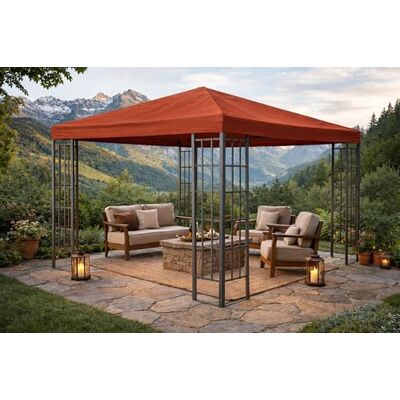 QUICK STAR Rank Pavillon 3x3m Metall Garten Partyzelt Terra QUICK STAR Rank Pavillon 3x3m Metall Garten Partyzelt Terra