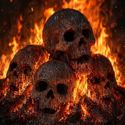 Generic Halloween-Schädel-Feuerstelle, imitierte menschliche Schädelgrube, Realistische Form, feuerfeste, schreckliche Atmosphäre, vielseitiges menschliches Totenkopf-Ornament für Innenkamine Generic Halloween-Schädel-Feuerstelle, imitierte menschliche Schädelgrube, Realistische Form, feuerfeste, schreckliche Atmosphäre, vielseitiges menschliches Totenkopf-Ornament für Innenkamine